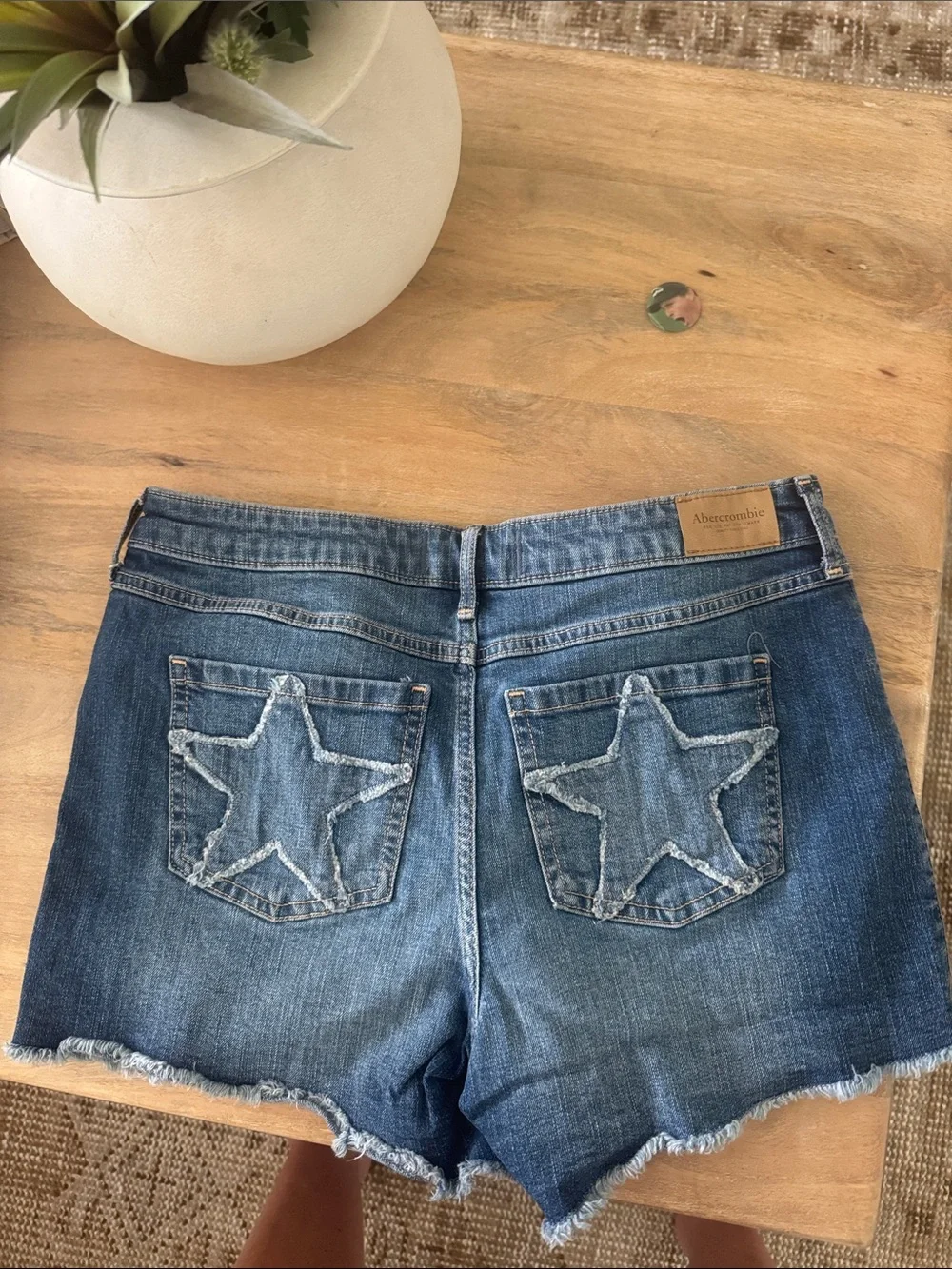 abercrombie kids Blue Denim Cutoff Shorts with Frayed Hem
